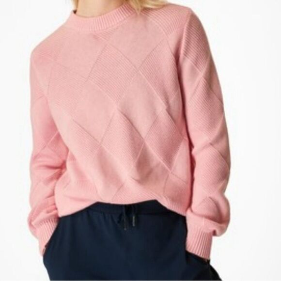 Sweaty betty diamond knit pullover jumper sweater pink - Picture 1 of 5